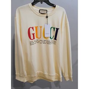 Gucci Men's Oversize Sweatshirt with Logo Hoodie White/Cream XXL